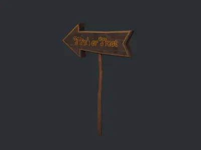 Trick or Treat Halloween Sign Low-poly 3D model
