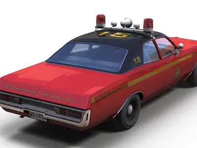 Vintage 70s Fire Chief car Low-poly 3D model