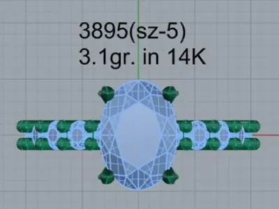 Oval Diamond Ring 3895 3D print model