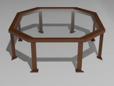  Wooden Octagonal Table Low-poly 3D model