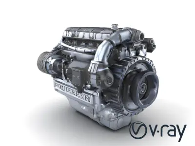 High-Precision Diesel V6 Engine Model Pack Low-poly 3D model