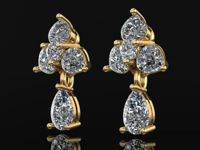 Pusets diamond stud earrings gold 3D print model