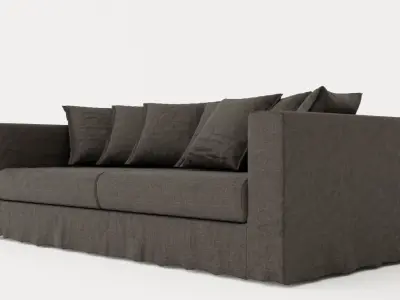 Le Grand Air 3-Seater Sofa Linen - Smokey Granite Low-poly 3D model