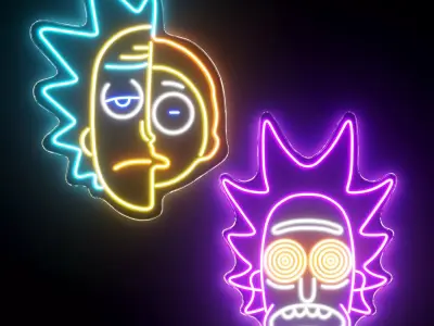 Rick and Morty Neon Sign 3D model