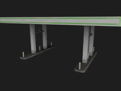 Old Gas Station Low-poly 3D model