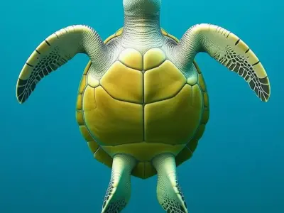 Sea Turtle Graceful Marine Reptile Animal Underwater Aqua Low-poly 3D model