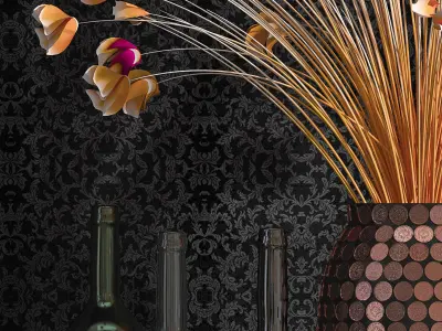 Tableware flowers in vase 3D model