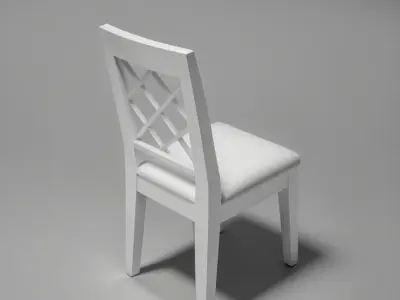 White wooden chair Free 3D model