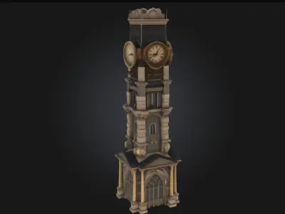 Steampunk Clock Tower  Timekeeping with Gears and Grandeur 3D model