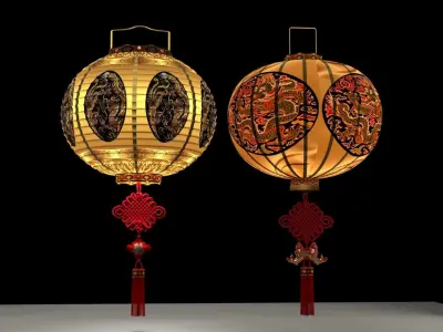Chinese red lantern  3D model 21