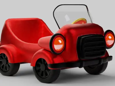 Toon Style Red Toy Car 3D model