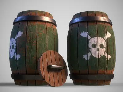 Stylized gameready barrel with poison or acid Low-poly 3D model