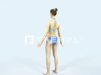 Beauty J Beach Animated Rigged Sports Woman Low-poly 3D model