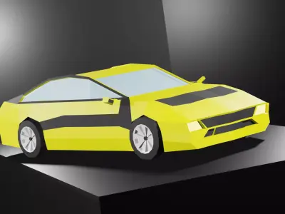 Lowpoly Sport Car - Neon Yellow Low-poly 3D model