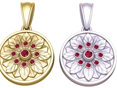 GOLD FLOWER PENDENT 3D print model