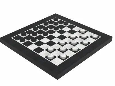 Checkers Set Low-poly 3D model
