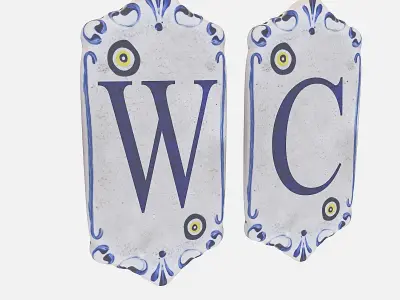 old stone wc sign Low-poly 3D model