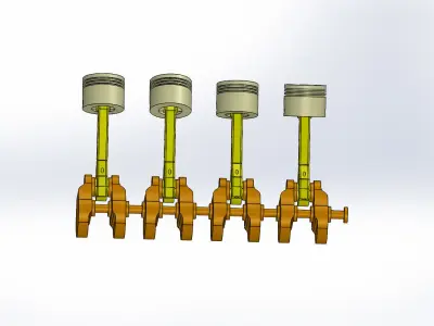 Crankshaft group of pistons 3D model