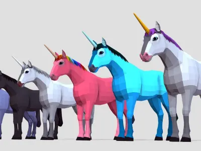 LowPoly Unicorn Low-poly 3D model