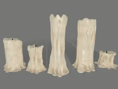 candle set of candlesticks Low-poly 3D model