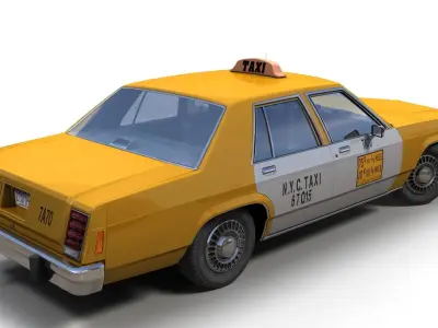 New York Taxi Cab Low-poly 3D model