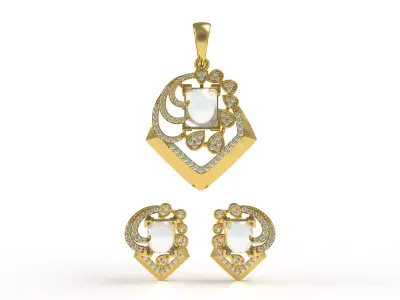 Diamond Pendant Set 06 3D print model