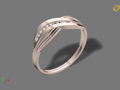 Womens Diamond Signet Ring Women Rings 3dmodels 3D print model 3D print model 4