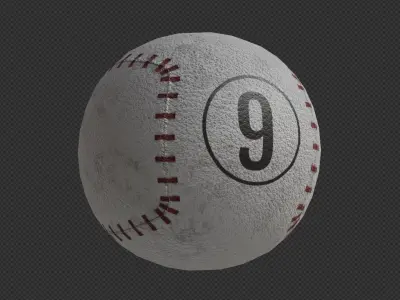 baseball bat and Ball  Low-poly 3D model
