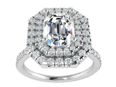 Emerald Halo Ring 3188 Free 3D print model
