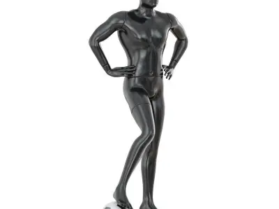 Black mannequin soccer player 34 3D model