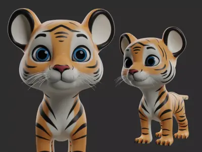 Tiger Toony Low-poly 3D model