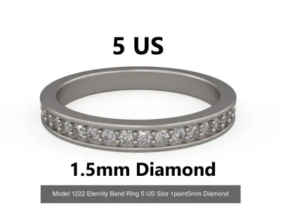 Eternity Wedding Band Ring 5-10 US Size 1point5mm Diamond 3D Model Pack