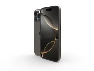 iPhone 16 in Natural Titanium 3D model