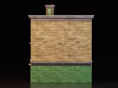 Realistic European Corner Building Low-poly 3D model