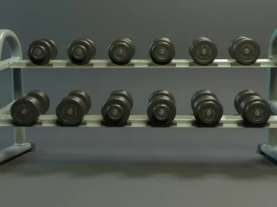 Dumbbell Rack PBR Low-poly 3D model