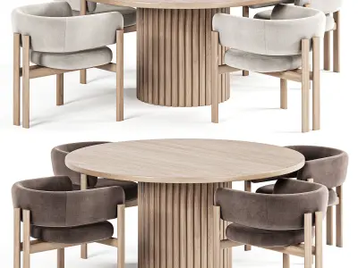 Bakergo Dining Table Bay Chair 3D model