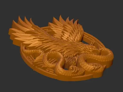 eagle fighting snake 3D print model