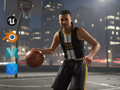 Athlete Realistic Basketball Player Male Character Low-poly 3D model