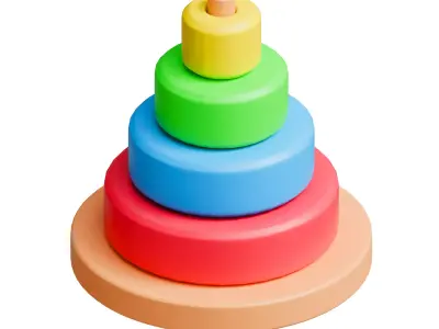 Rainbow tower toy Free low-poly 3D model