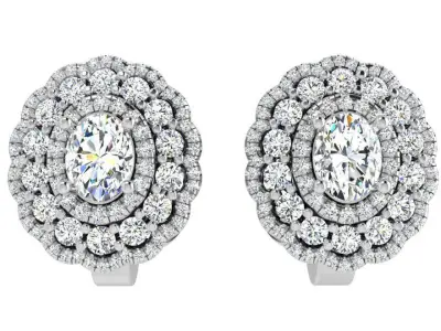 Oval Halo Clip On Earring 4693 3D print model