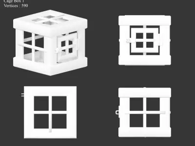 Medieval Containers Metal Cages  Low-poly 3D model