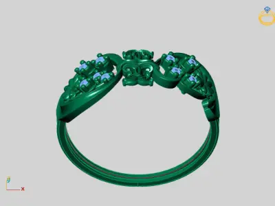 Women Ring Diamond Stone STL 3DM Lightweight Printable 3D print model 29