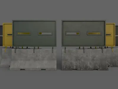 PBR Concrete Roadblock Barrier V1 Low-poly 3D model