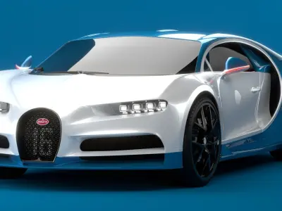 Bugatti Chiron Sport 2021 Blue White 3D model