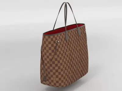 Louis Vuitton Neverfull GM Damier Ebene  Low-poly 3D model
