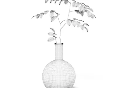 Plant in Chrome Vase 3D Model 3D model
