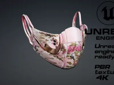 Pink Camo Mask PBR 4k Low-poly 3D model