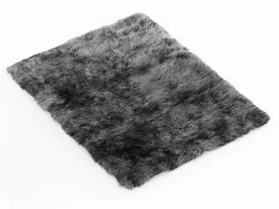 Shaggy Sheepskin Gray Rug 3D model
