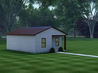 American Farmhouse 3D Model  Classic Country Home Exterior 3D model