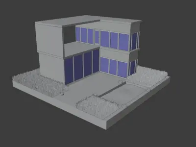 Low Poly Modern Villa 3D Model Low-poly 3D model
